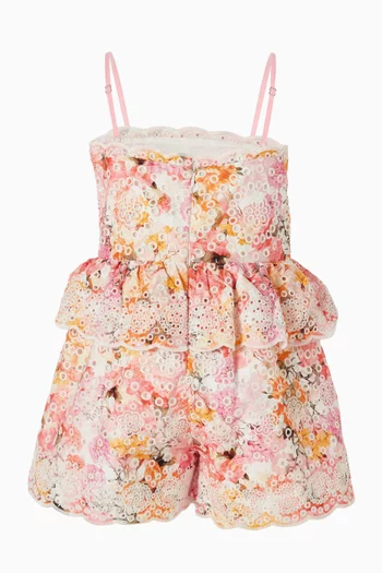 Alessia Embroidered Romper in Cotton