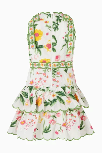 Kaylee Embroidered Mini Dress in Cotton