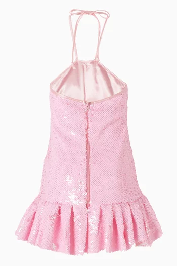 فستان فارلي مزين بتطريزات بالترتر