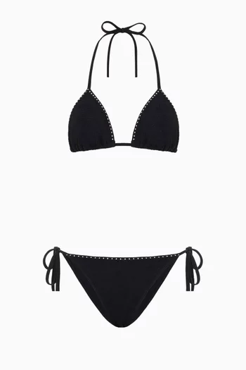 طقم بيكيني جينا مطرز بكريستال سواروفسكي قماش أوريجينال كرينكل