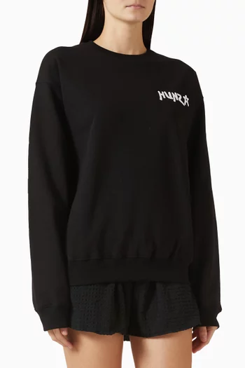 سويت شيرت مطرز بشعار الماركة صوف قطني