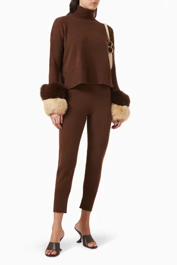 بنطال بقصة تضيق نحو الأسفل ورباط تضييق صوف وكشمير