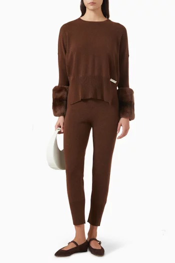 سترة بأساور مزينة بالفرو صوف وكشمير