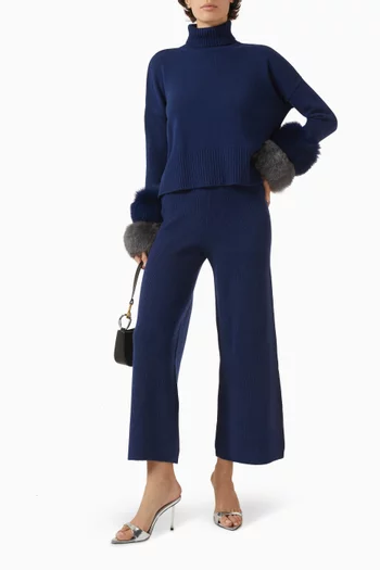 سترة قصيرة مزينة بفرو ثعالب مزيج صوف