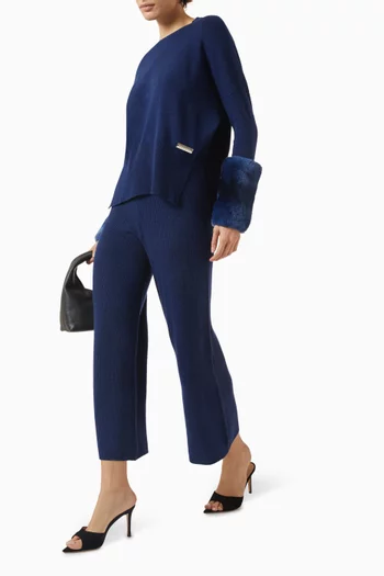 سترة بأساور مزينة بالفرو صوف وكشمير