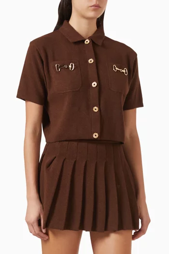 كارديغان بحلي لجام الحصان نسيج قطن