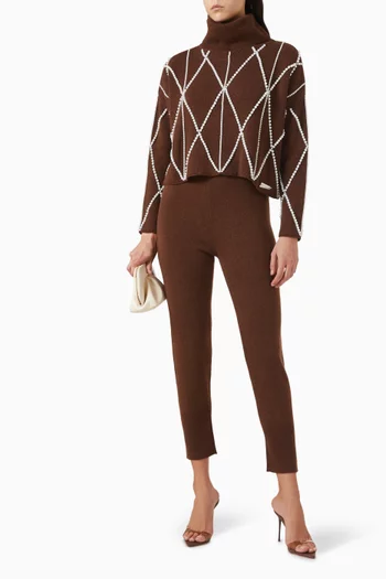 سترة بياقة عالية ومطرزة