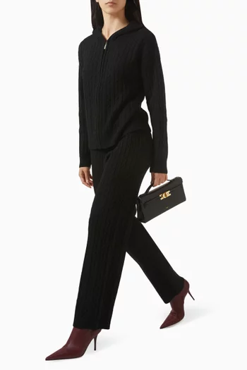 بنطال بقصة ساق مستقيمة منسوج بغرزة الضفيرة