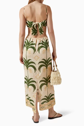 فستان بفتحة في الخلف كتان