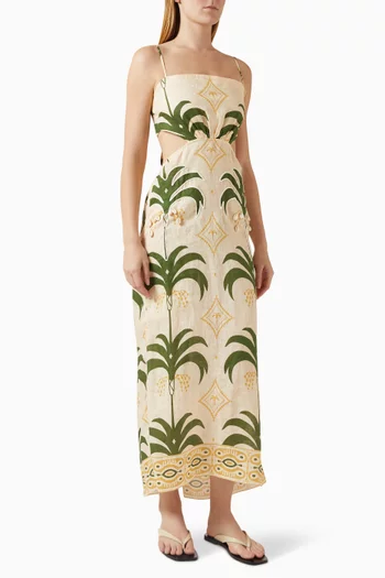 فستان بفتحة في الخلف كتان