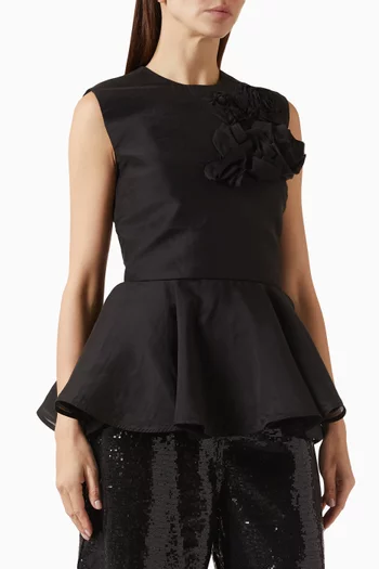 Flower-appliqué Top in Satin