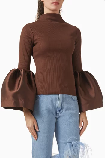 Turtleneck Top in Jersey & Satin