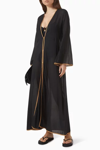 فستان بيوني طويل للارتداء فوق ملابس السباحة قطن