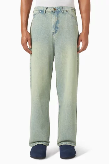 بنطال جينز تريم بلون باهت دينم