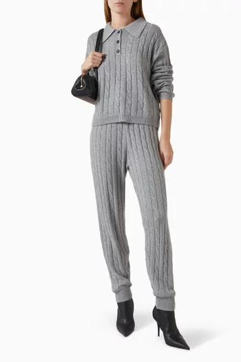 Button-up Polo Sweater in Cable-knit