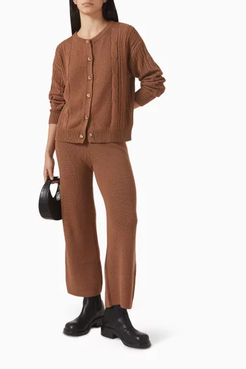 بنطال بقصة ساق مستقيمة نسيج سادة