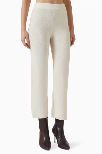 بنطال بقصة ساق مستقيمة نسيج سادة