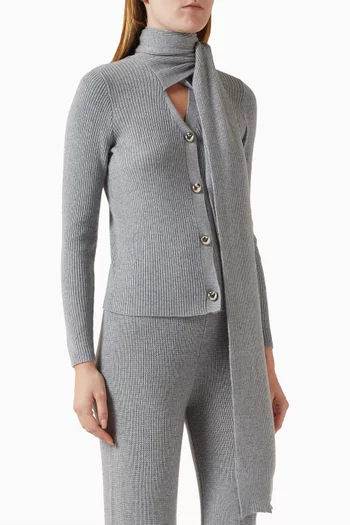 كارديغان بوشاح وصف أزرار نسيج مضلع