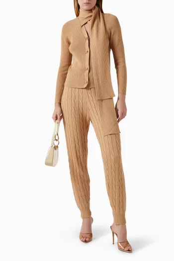 Button-down Scarf Cardigan in Rib-knit