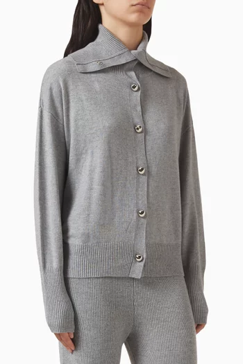 Button-down Cardigan in Plain-knit