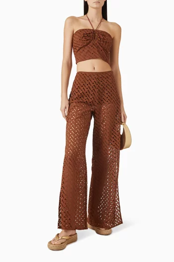 بلوزة ميليندا قصيرة بتطريزات مفرغة