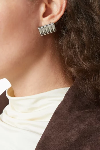 أقراط كليمي عريضة ستانلس ستيل مطلي بلون فضي