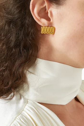 أقراط كليمي عريضة ستانلس ستيل مطلي بالذهب عيار 18