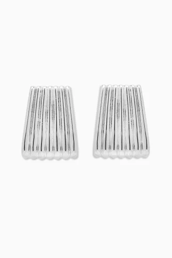 Ribbed Earrings in Silver-Plated Metal