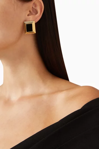 Plaza Earrings in Gold-Plated Metal with Black Velvet