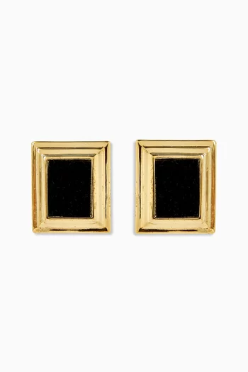 Plaza Earrings in Gold-Plated Metal with Black Velvet