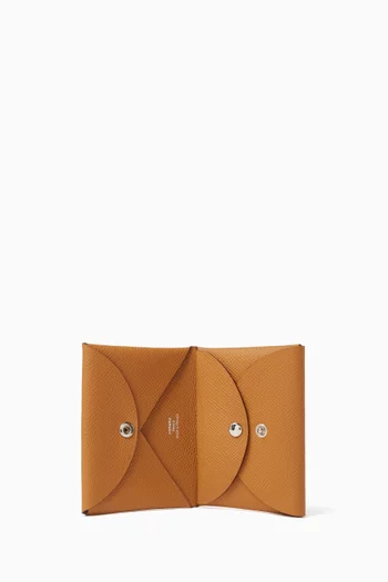 حافظة بطاقات كالفي مزدوجة صغيرة جلد ايبسوم غير مستعملة