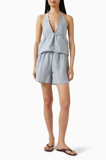 Press Stud Shorts in Linen