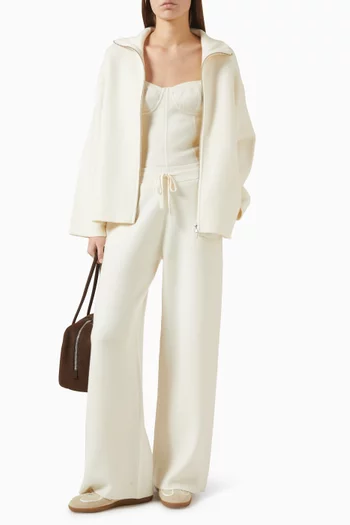 بنطال منسوج من مزيج صوف وكشمير مزدوج