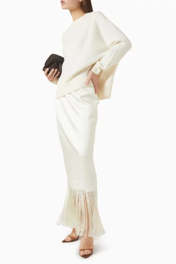 تنورة طويلة بشرّابات مزيج صوف وحرير