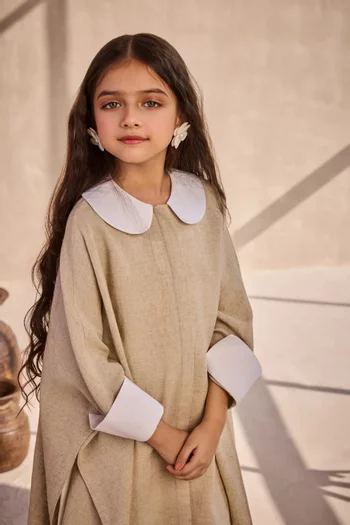 فستان بنمط قفطان غابي قطن وكتان