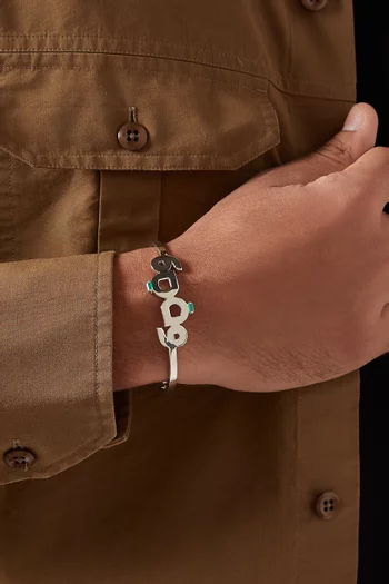 Arabic "Quwa" Emerald Cuff in Sterling Silver