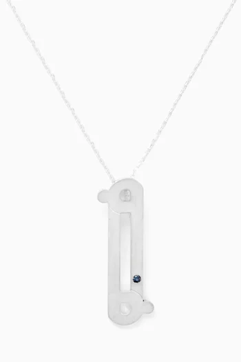 Arabic Letter "Faa" Sapphire Pendant Necklace in Sterling Silver