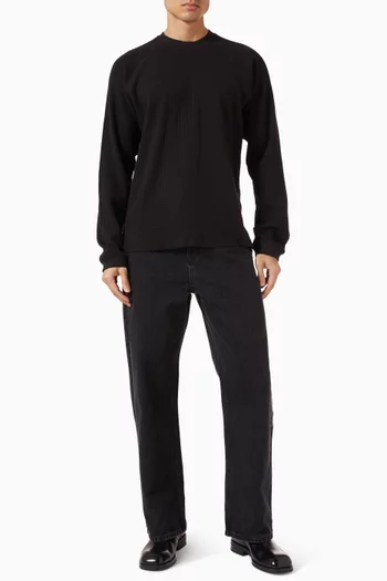 تي شيرت بأكمام طويلة قطن بنسيج متشابك