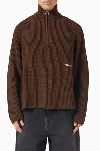 سترة بياقة عالية قماش منسوج قطن