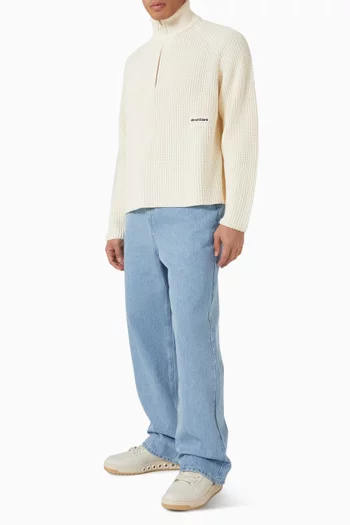 سترة بياقة عالية قماش منسوج قطن