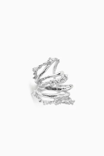 Vault Single Ear Cuff in Rhodium-plated Brass