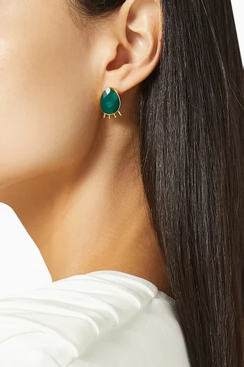 Crowned Ray Earrings in Plated Metal