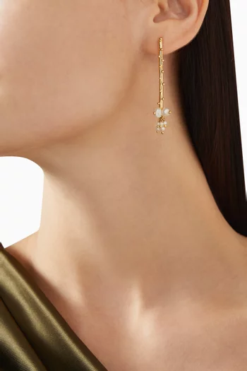 Rods Pearl Drop Earrings in Plated Metal