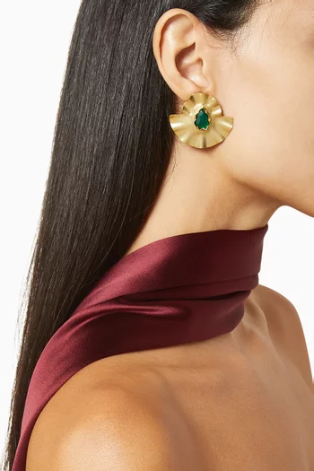 Ruffle Gemstones Earrings in Plated Metal