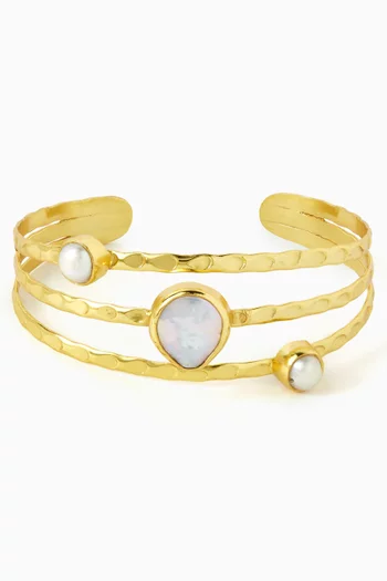 Pearl Cuff in Plated Metal