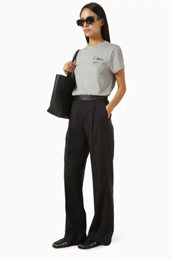 تي شيرت مطرز بشعار I Loewe You‏ قطن وجيرسيه