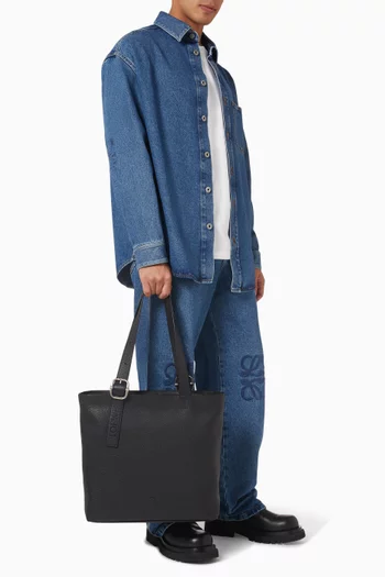 Loop Zipped Tote Bag in Soft Grained Calfskin