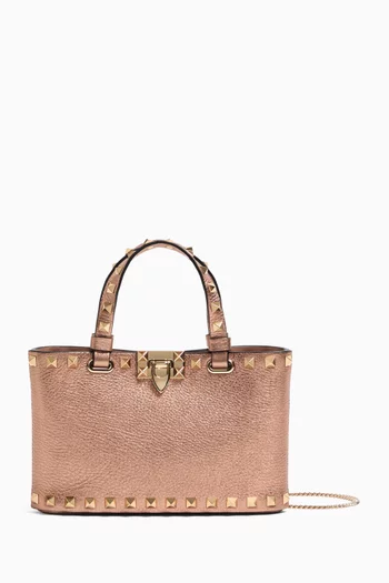 حقيبة يد ميني بحلي هرمية جلد عجل لامع