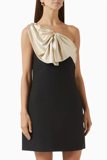One-shoulder Bow Dress in Crepe Couture