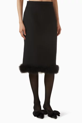 Feather-hem Skirt in Crepe Couture